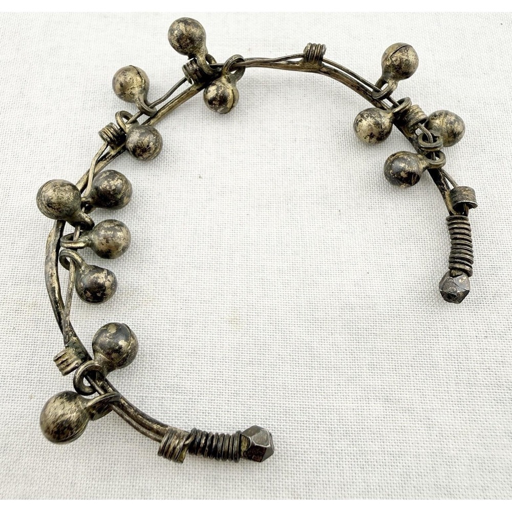 Vintage Egyptian Sterling Silver Dangle Galagil Bracelet Anklet Bells "EGYPT"